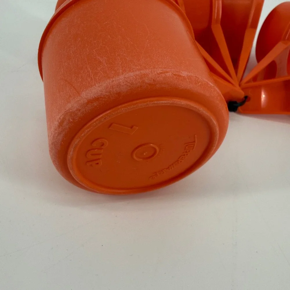 Vintage Tupperware Orange Measuring Cups Set of 6 Nesting Kitchen Tools Retro